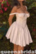 White Square Neck Sheer Corset A-line Graduation Party Short Homecoming Dresses, QB0782