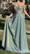 Sparkle Green Spaghetti Straps A-line Evening Gown Maxi Long Evening Party Prom Dresses ,WGP1199