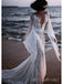 Elegant White Long Sleeves Lace Appliques Illusion V Neck Mermaid Long Wedding Dresses,WGP214