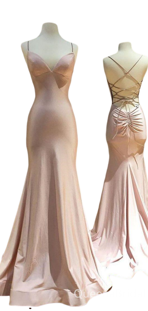 Light Pink Mermaid Sweetheart Spaghetti Straps Lace Up Back Evening Gown Maxi Long Formal Dresses Prom Dresses,WGP963