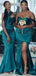 Mismatched Dark Green Soft Satin Mermaid Side Slit Long Cheap Elegant Bridesmaid Dresses, BDS0158