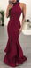 Sexy Gorgeous Burgundy Halter Mermaid Evening Gown Maxi Long Formal Dresses Prom Dresses,WGP824