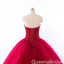 Sparkle Red Strapless A-line Ball Gown Lace Up Back Long Prom Dresses to Impress with Train,WGP1330