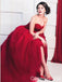 Sparkle Red Strapless A-line Ball Gown Lace Up Back Long Prom Dresses to Impress with Train,WGP1330