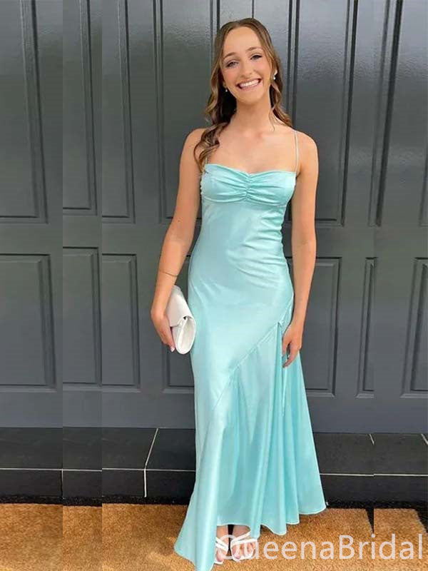 Elegant Simple Spaghetti Straps Sheath Evening Gown Maxi Long Formal Dresses Prom Dresses ,WGP880