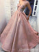 Charming Pink Sheer Corset A-line Sexy Sparkly Strapless Sweetheart Evening Gown Long Formal Dresses Prom Dresses with Ruffles,WGP789