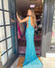 Stunning Blue Plunging Mermaid Party Dress Long Prom Dresses to Impress ,WGP1710