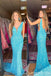 Stunning Blue Plunging Mermaid Party Dress Long Prom Dresses to Impress ,WGP1710