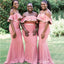 Blush Pink Strapless Mermaid Long Bridesmaid Dresses , BDS0197