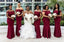 Burgundy Off Shoulder Mermaid Long Bridesmaid Dresses , BDS0205