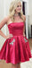 Elegant Red Strapless Beadings Simple Cheap Short Homecoming Dresses, QB0515