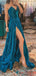 Sexy Strapless Sparkle High Side Slit V-neck A-line Evening Gown Long Formal Dresses Prom Dresses ,WGP766