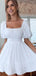 Elegant White Chiffon A-Line Cheap Simple Short Homecoming Dresses, QB0435