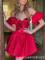 Sexy Sparkle Red A-line Strapless Short Homecoming Dresses with Pleats, QB0611