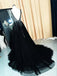 Sexy Black A-line V-neck Maxi Long Party Prom Dresses, Wedding Party Dresses,WGP292