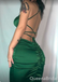 Emerald Green Mermaid Spaghetti Straps Lace Up Back Evening Gown Maxi Long Evening Party Prom Dresses ,WGP1013