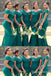 Off Shoulder Green Mermaid Long Bridesmaid Dresses , BDS0181