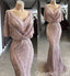 Pink V Neck Mermaid Evening Gown Long Evening Party Prom Dresses ,WGP1242