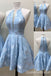 Blue Appliques A-line Graduation Party Short Homecoming Dresses , QB0807