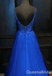 Sexy Elegant Royal Blue Spaghetti Straps Lace Appliques A-line V-neck Evening Gown Maxi Long Formal Dresses Prom Dresses,WGP933