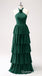 Green Layer A-line Halter Evening Gown Maxi Long Evening Party Prom Dresses ,WGP1209