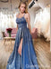 Sparkly Spaghetti Straps Lace up Back A-line Evening Gown Long Prom Dresses ,WGP651