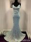 Sparkle Mermaid Spaghetti Straps Evening Gown Maxi Long Formal Dresses Prom Dresses  ,WGP972