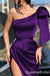 Purple Mermaid One Shoulder Bow Knot Evening Gown Maxi Long Evening Party Prom Dresses with Side Slit ,WGP1134