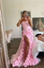 Stunning Pink Strapless 3D Floral Side Slit Mermaid Birthday Party Dress Long Prom Dresses to Impress ,WGP1537