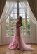 Stunning Pink Strapless 3D Floral Side Slit Mermaid Birthday Party Dress Long Prom Dresses to Impress ,WGP1537