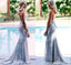 Sparkle Silver V Neck Cross Back Mermaid Long Prom Dresses to Impress ,WGP1340