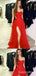 Red Strapless A-line Sweetheart Evening Gown Maxi Long Evening Party Prom Dresses with Sultry Slit,WGP1032