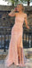 Sexy Light Pink Strapless Mermaid Evening Gown Maxi Long Formal Dresses Prom Dresses with Side Slit ,WGP886