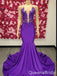 Purple Illusion Lace Appliques Mermaid Evening Gown Maxi Long Evening Party Prom Dresses ,WGP1136