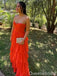 Orange Strapless Layer Sweetheart A-line Evening Gown Maxi Long Evening Party Prom Dresses ,WGP1061