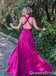 Hot Pink Halter Criss Cross A-line Evening Gown Maxi Long Evening Party Prom Dresses ,WGP1164