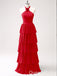 Red Layer A-line Halter Evening Gown Maxi Long Evening Party Prom Dresses ,WGP1213