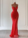 Red Strapless Mermaid Sweetheart Evening Gown Long Evening Party Prom Dresses with Side Slit ,WGP1249