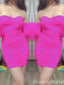 Hot Pink Off-the-shoulder Sweetheart Mermaid Graduation Party Short Homecoming Dresses,QB0755