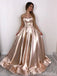 Champagne Sparkle A-line Strapless Evening Gown Maxi Long Evening Party Prom Dresses with Pleats ,WGP1064