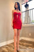 Sexy Red Strapless Mermaid Graduation Party Tight Homecoming Dresses,QB0684