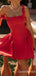 Sexy Red Square Neck A-line Short Homecoming Dresses, QB0598