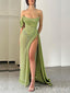 Sparkle Green Mermaid Evening Gown Maxi Long Evening Party Prom Dresses with Slit,WGP1140