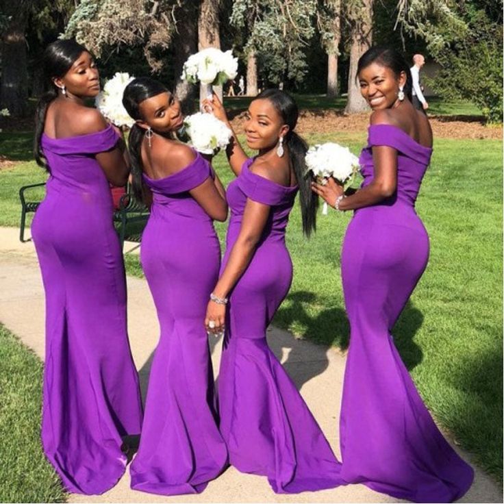 Elegant Dark Purple Off Shoulder Simple Cheap Mermaid Long Bridesmaid Dresses, BDS0199