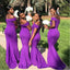 Elegant Dark Purple Off Shoulder Simple Cheap Mermaid Long Bridesmaid Dresses, BDS0199