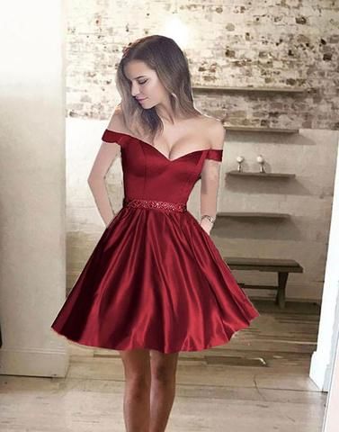 Sexy Off-the-shoulder Sweetheart A-line Short Homecoming Dresses with Pleats , QB0569