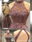 Sparkle Halter Open Back A-line Graduation Party Short Homecoming Dresses with Pleats ,QB0758