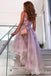 Elegant Purple Tulle A-line High Low Floral Short Homecoming Dresses, QB0599