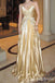 Gold Spaghetti Straps A-line Evening Gown Maxi Long Evening Party Prom Dresses ,WGP1219