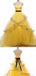 Yellow Layer Fluffy Sweetheart Sheer Corset Lace up Back A-line Evening Gown Maxi Long Evening Party Prom Dresses ,WGP1004